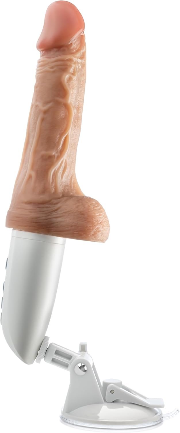 Blush Dr. Skin - Dr. Hammer 7” Vibrating & Thrusting Dildo - 9 Modes, 3 Speeds, Remote Controlled, Warming Liquid Silicone, Suction Cup Base, USB Rechargeable, Realistic Adult Sex Toy Penis - (Beige) - Image 4