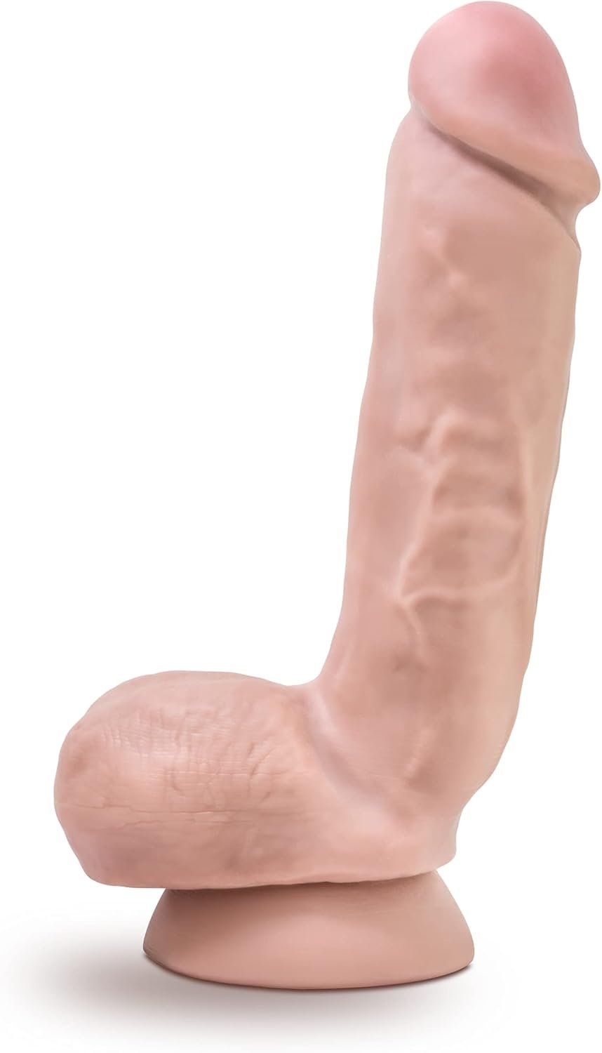 Blush Dr. Skin Glide 8.5” Self-Lubricating Dildo w/Balls - Realistic Lifelike Cock for Men & Women, Strong Suction Cup Harness Compatible, Soft TPE Real Feel Long Thick Anal & Vaginal Sex Toy Vanilla - Image 4