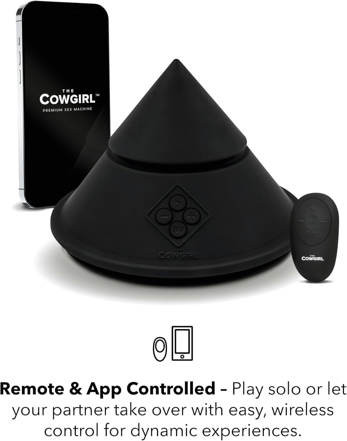 The Cowgirl Cone Vibrator Sex Machine Remote or App Control with 2 Attachments, Rechargable, Waterproof, Vibrator Adult Toys - Image 2