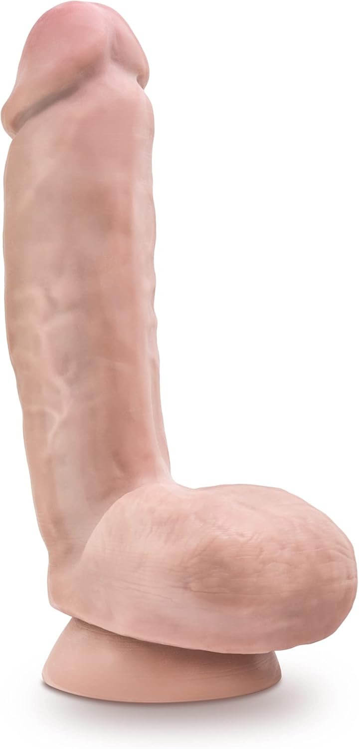 Blush Dr. Skin Glide 8.5” Self-Lubricating Dildo w/Balls - Realistic Lifelike Cock for Men & Women, Strong Suction Cup Harness Compatible, Soft TPE Real Feel Long Thick Anal & Vaginal Sex Toy Vanilla - Image 3